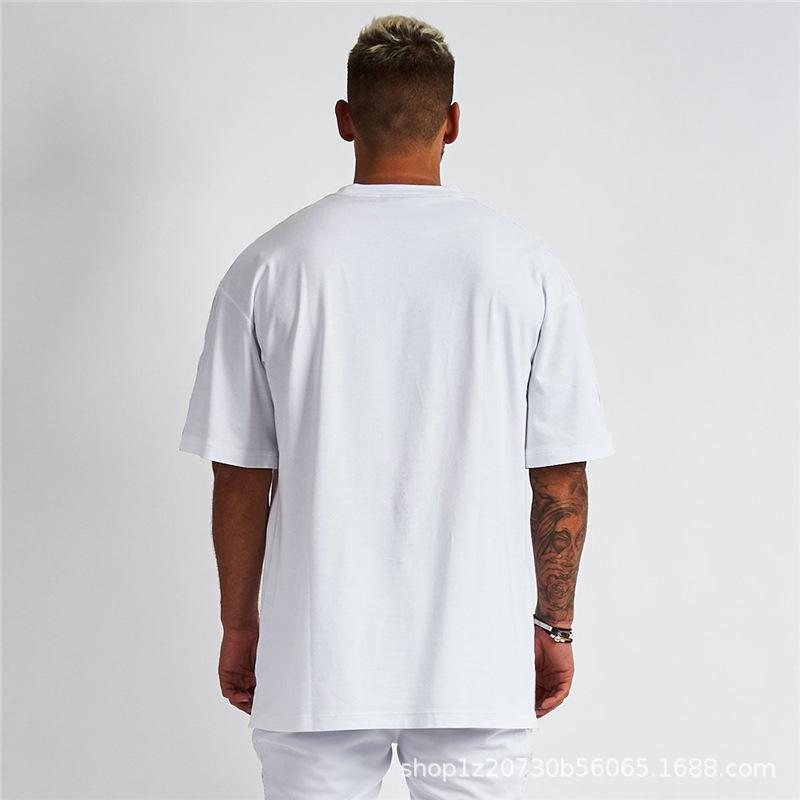 Cotton Short, Wide, Short Sleeved High-quality Off Shoulder Loose Round Neck T-shirt for Men