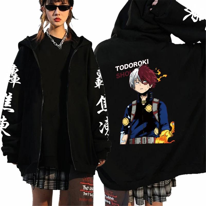 Womens Berserk Anime Print Zip-Up Hoodie Casual Loose Sweatshirt