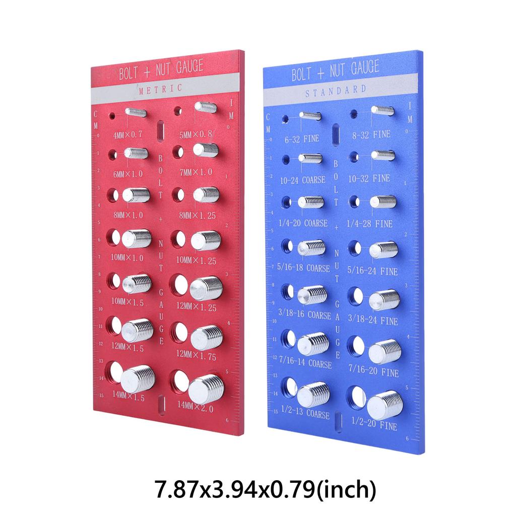 28Pcs Thread Checker Includes 14 Imperial and 14 Metric Threads Dual-Panel Aluminum Gauge for Identifying Fastener & Drill Bits