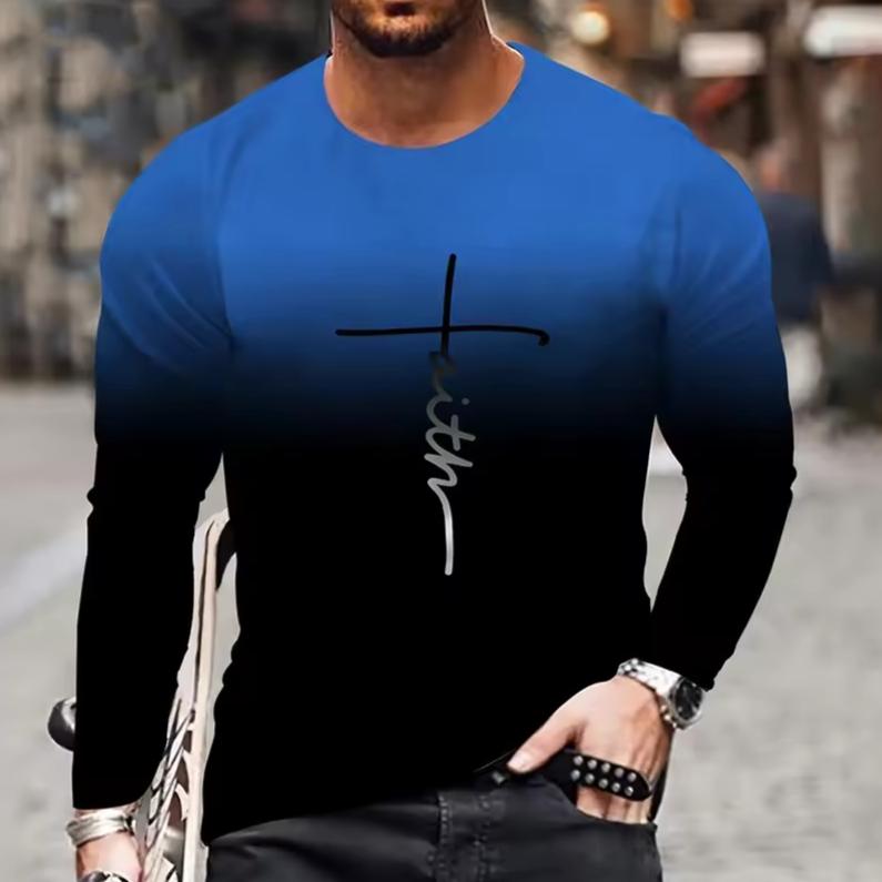 Fashion Letter Faith 3D Print T-Shirts Men Women O-Neck Long Sleeved T Shirt Oversized Pullovers Harajuku Tees Tops Kid Clothing