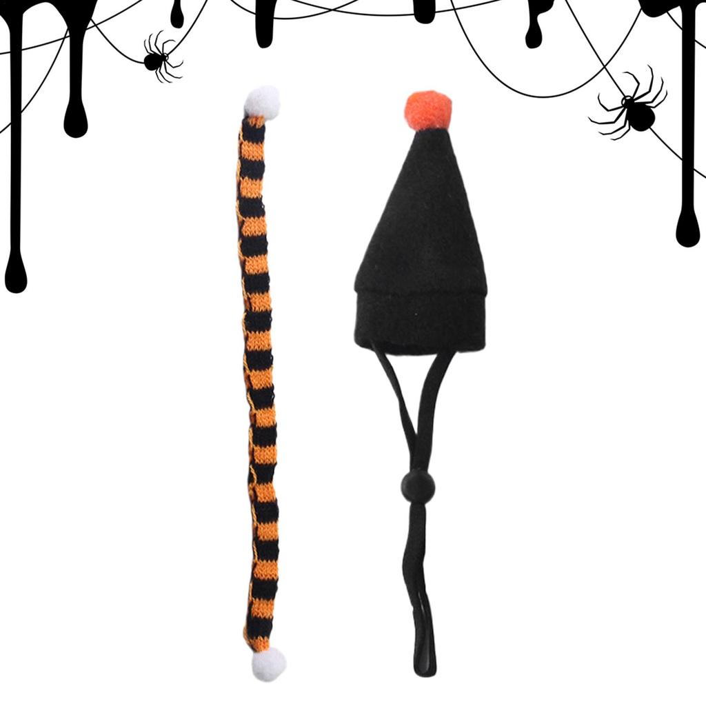 Halloween Hamster Hats Set Halloween Small Pet Caps Scarf Set For Animals Adjustable Headwear Pet Outfit For Holiday Festival