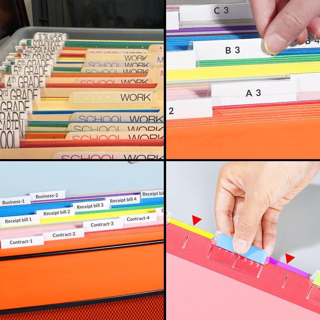 Hanging File Folder Tabs 60PCS Plastic Hanging Folder Labels and erts Clear Tabs for File Folders Quick Identification