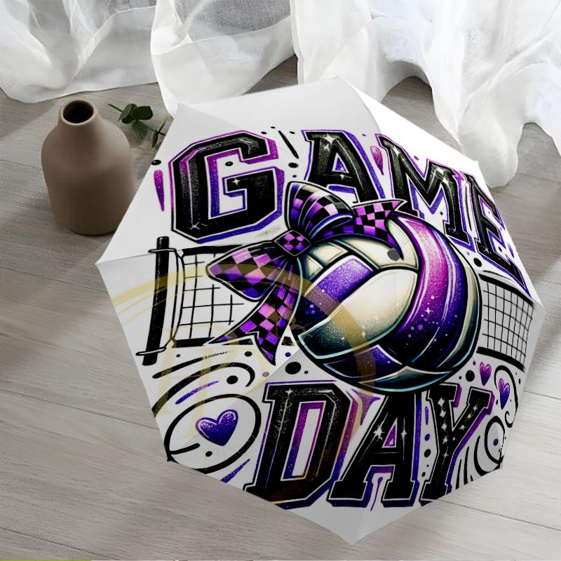Volleyball Theme Automatic Umbrella, Lightweight & Portable, 8 Rib, Perfect for Outdoor Travel, Birthdays, Christmas, Gifts.