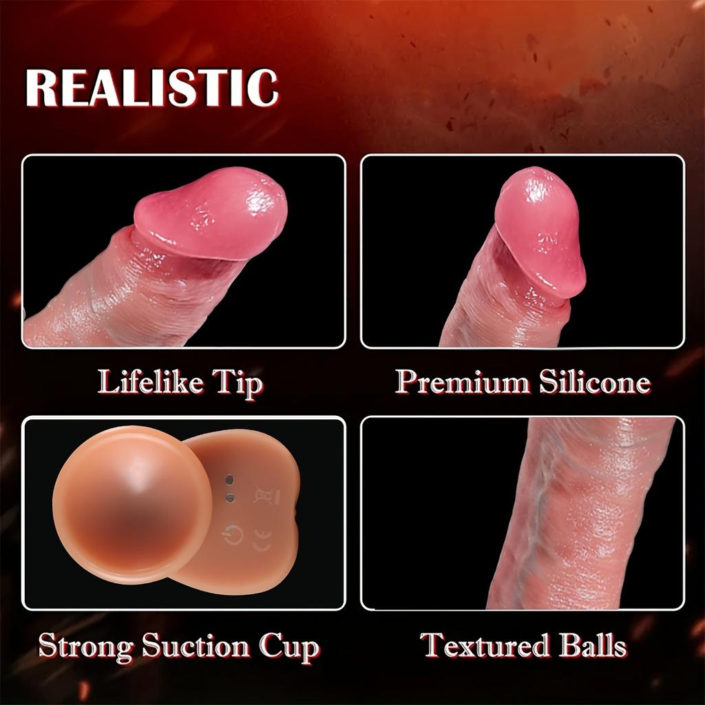 Rechargeable Realistic Dildo Vibrator with Suction Cup - G-Spot Stimulation, Liquid Silicone, Battery Powered (1200mAh), Ideal for Couples & Women