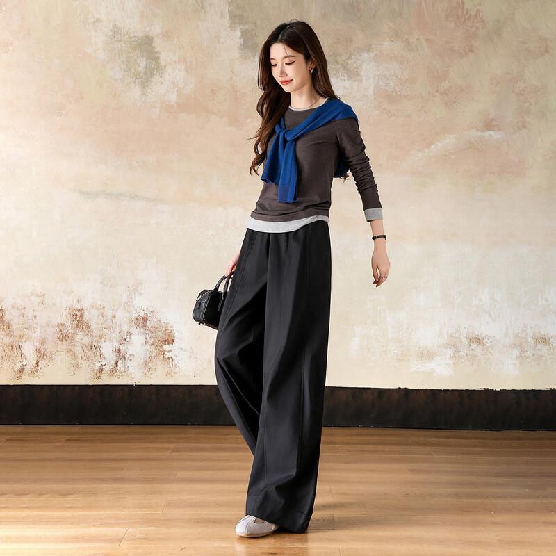 Demana Women's Brushed Cotton High-Waist Curved Casual Pants