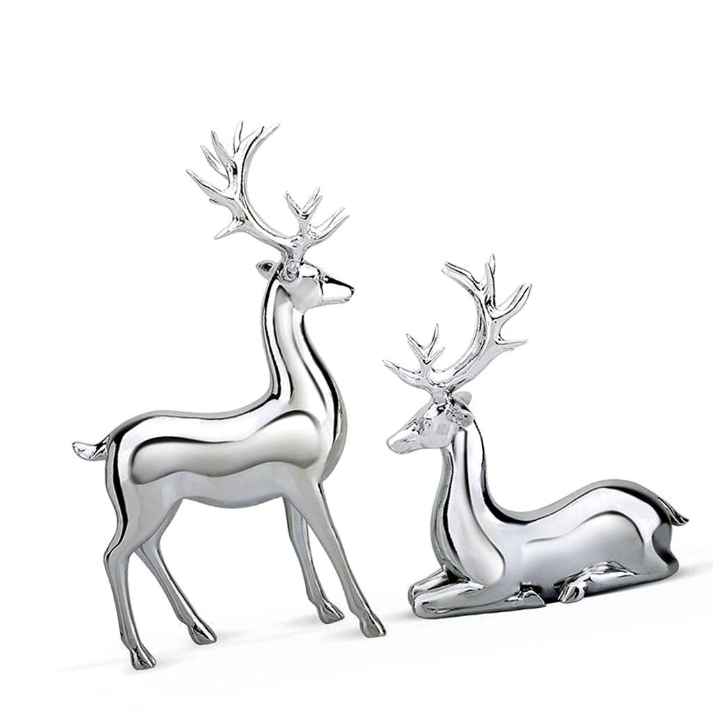 1 Pair of Deer Figurines Home Decor Desk Standing Kneeling   Statue Europn   Resin Craft