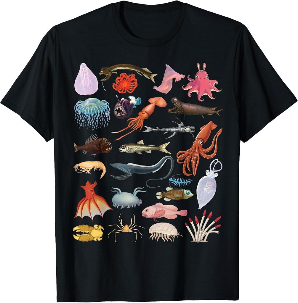 Deep Sea Creatures Marine Life Bioluminescent Ocean Animals T-Shirt