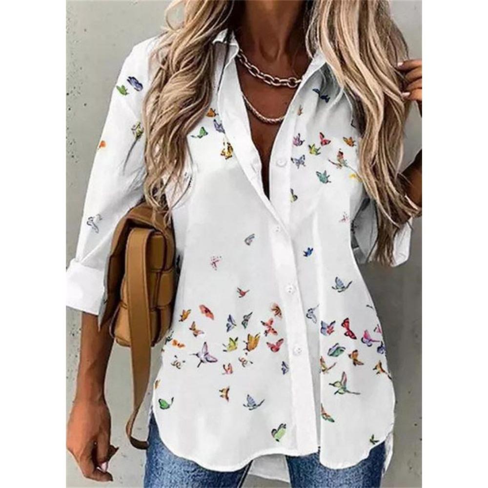 Trendy New Women's Clothing Digital Printed Long Sleeved Shirt Women's Shirt Top