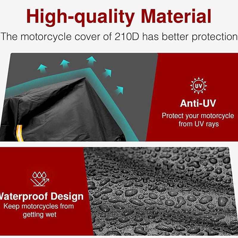 Motorcycle Tarp Windproof Motorcycle Cover Waterproof Outdoor With Reflective Strips Stable Motorcycle Cover Dust Cover