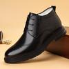 Middle-aged Father Cotton Shoes Leather Shoes Men's Winter Velvet Warm High-top Leather Shoes Business Dress