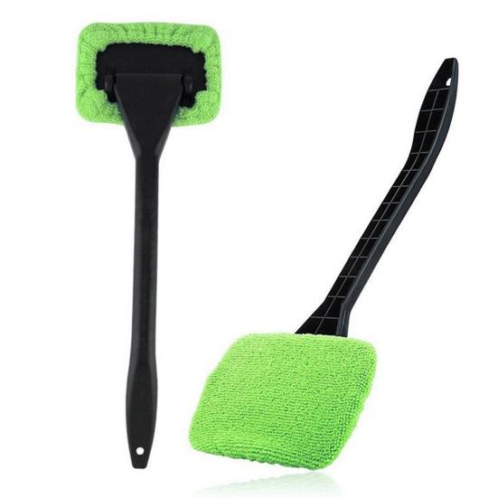 Windshield Cleaning Tool 16-inch Long Rod Window Wiper with 3 Microfiber Cloth Pads Auto Glass Cleaning Brushes Car Interior Cleaner Kit