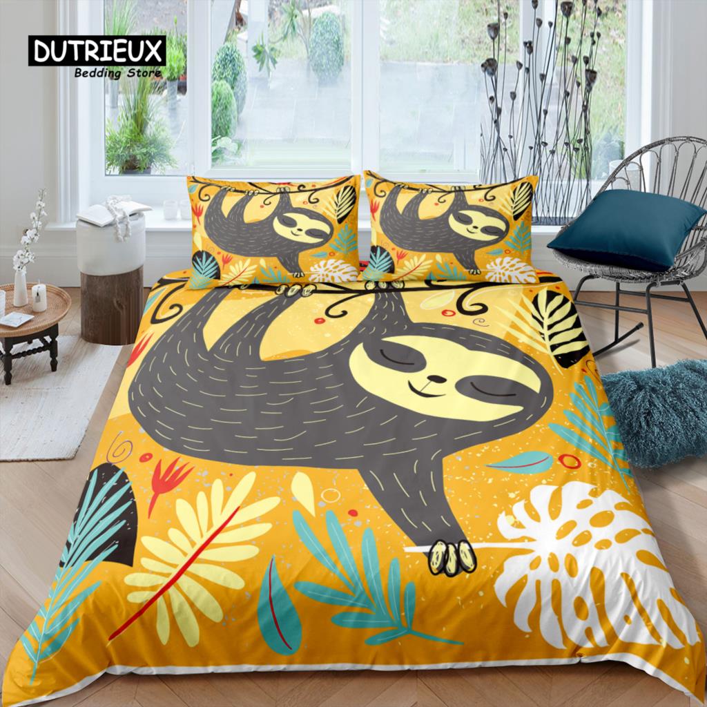 Home Living Luxury 3D Sloth Bedding Set Duvet Cover Set Pillowcase Kids Bedding Set Queen and King EU/US/AU/UK Size