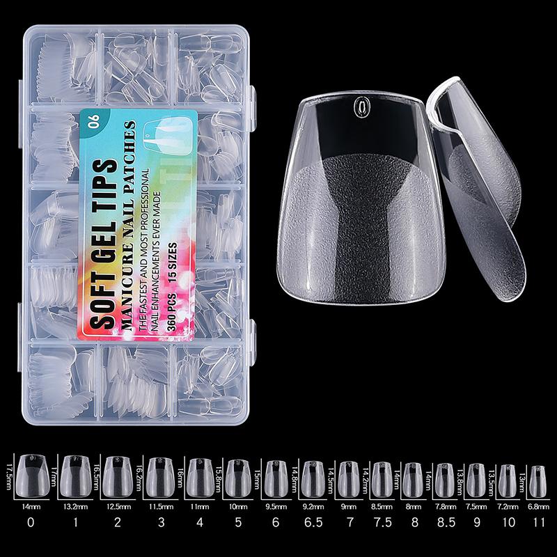 360Pcs/Box Fake Nails Transparent Frosted French Almond Acrylic Water Drop False Nail Tips For Extension Tip Manicure Tool