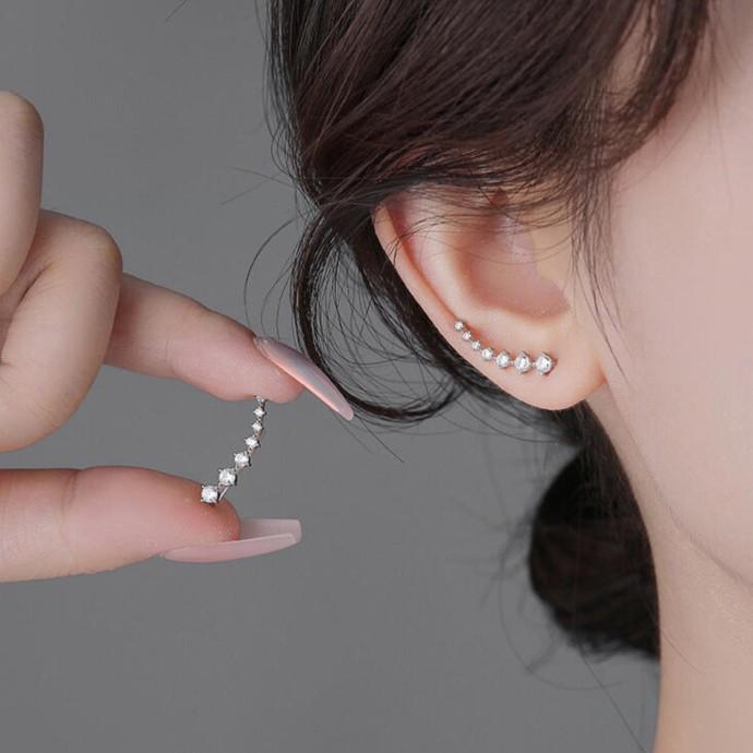 Kolczyki sztyfty Wielki Wóz z cyrkoniami i mankietami z akcentami diamentowymi