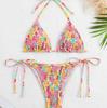 Floral Triangle Cup Three-Piece Swimsuit - Sexy Tie-Up Bikini Set In Stock