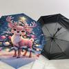 1 Stück Weihnachts-Regenschirm mit Hirsch-Motiv, automatisch auf- und zuschlagbar, winddicht, 8-Speichen stabiles Dach, langlebige Speichen, modisches Design, Outdoor-Accessoire, lustiges Druckmotiv,