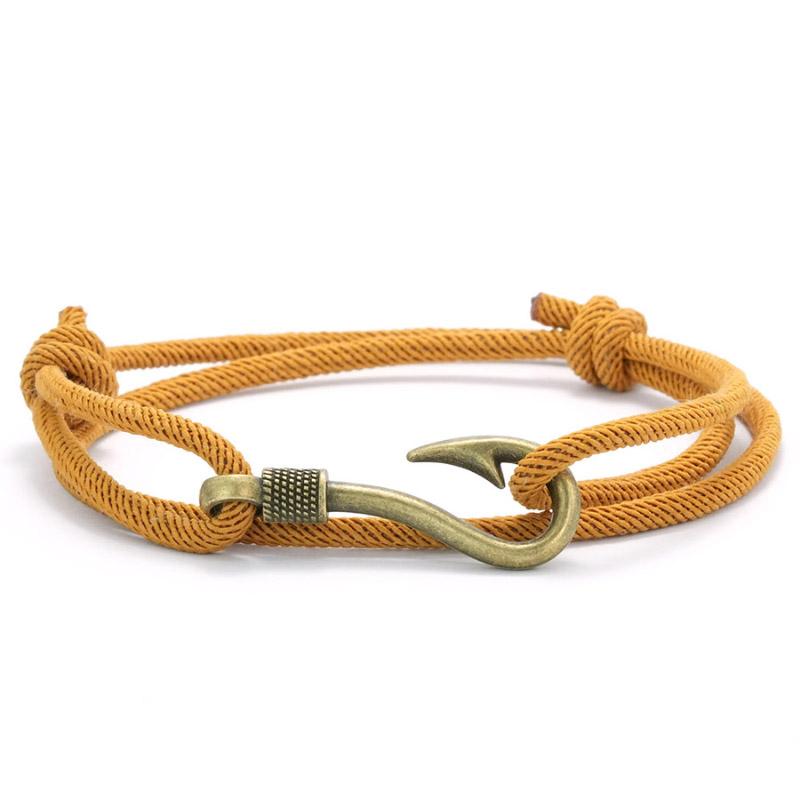 Stylish Fishhook Bracelet For Men Bilayer Sliding Adjustable Grade A 3mm Thin String Braslet Beach Navigation Surfing Braclet