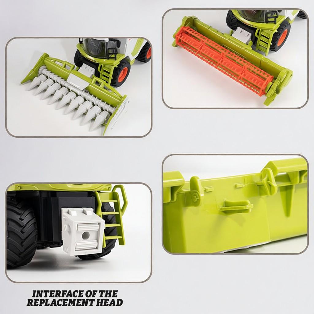 Remote Control Harvester Toy  1 24 Scale Spray Farm Toy with Wheat Cutting Head LED Lights Sound