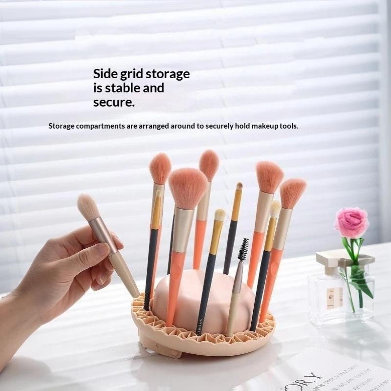 Silicone Makeup Brush Cleaning Box Multifunctional Scrubbing Mat Beauty Sponge Drying Holder for Beginner Use