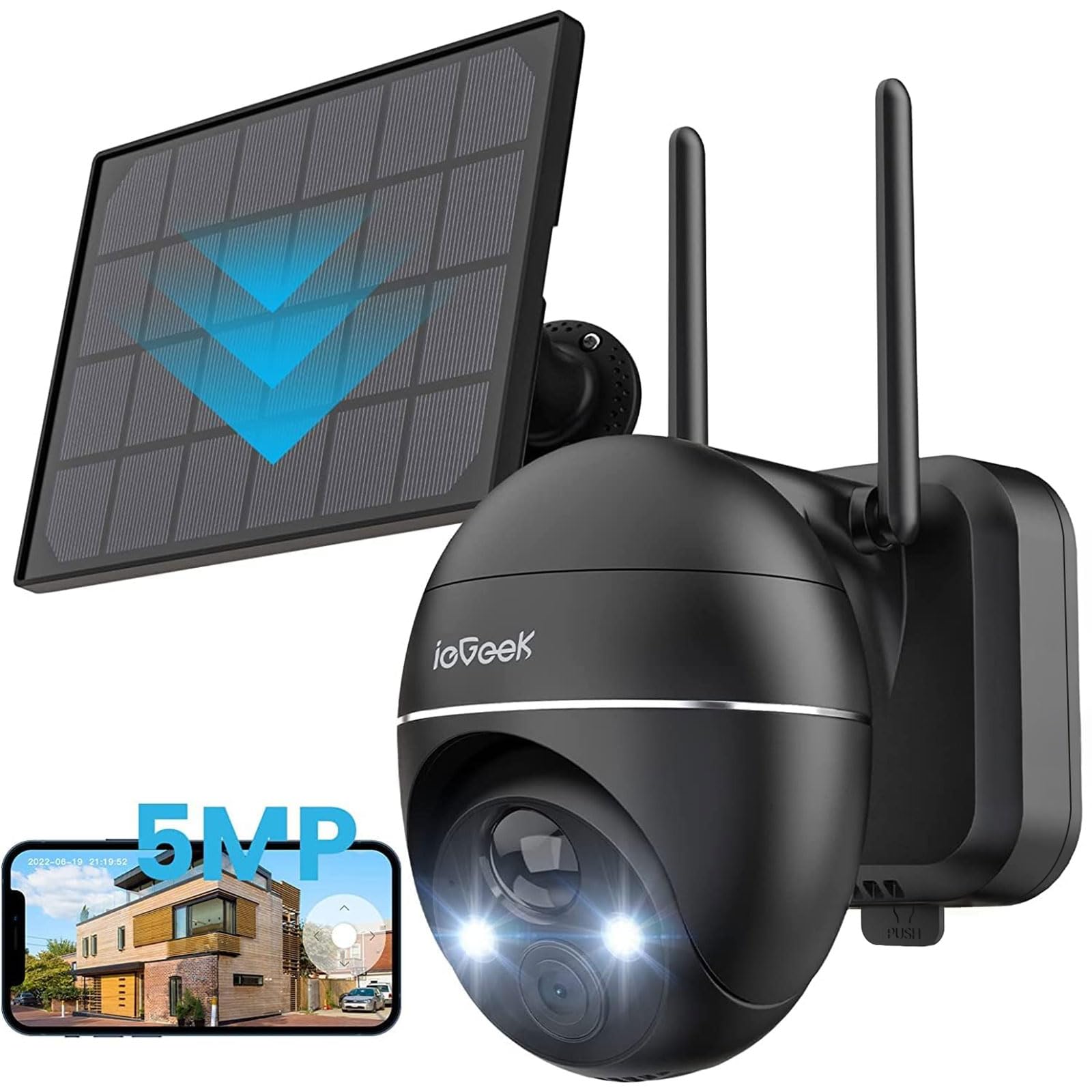 

Новітня 5МП Камера спостереження ieGeek Зовнішня Сонячна Камера Бездротова Зовнішня 5 Мільйонів Кольорова Нічна Зйомка Камера Спостереження чорний