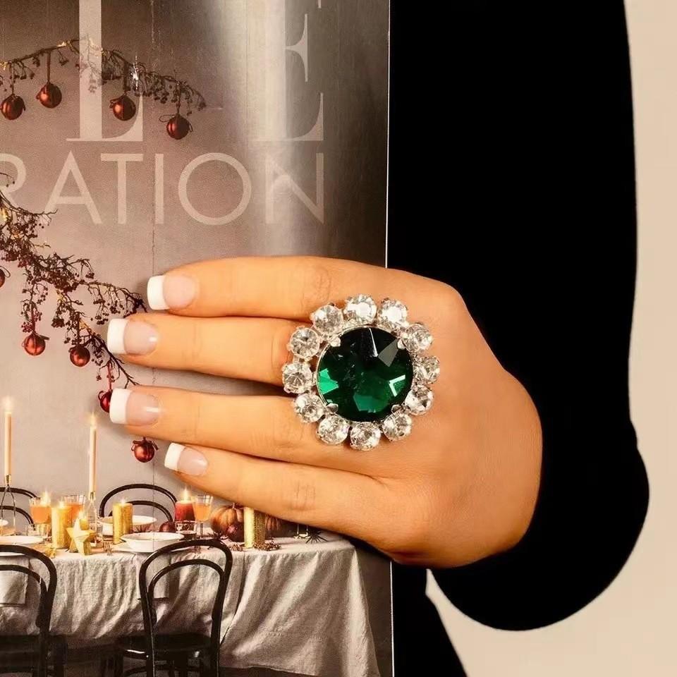 Elegante Anello Circolare Aperto con Diamanti d'Acqua per Donna con Placcatura Elettrica in Diversi Colori