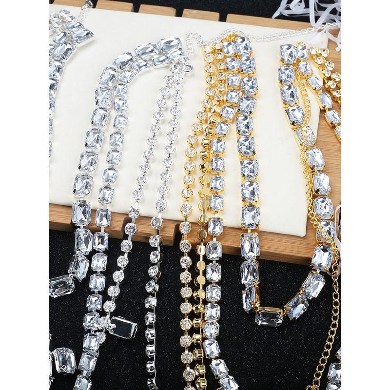 Fashion Shoulder Chain Square Sugar Banquet Formal Dress Accessories Women's Rhinestone