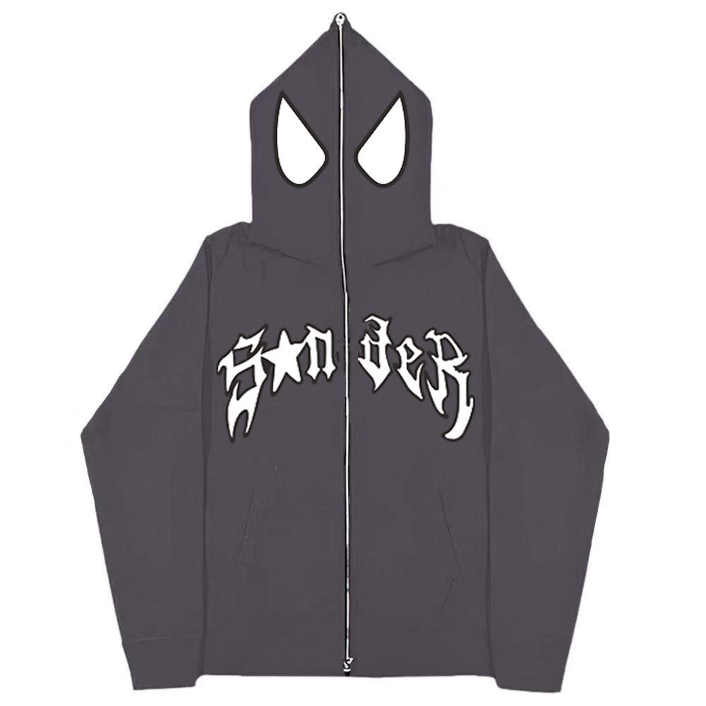 2023 Halloween Unisex Y2K Spider-Man Zip Hoodie - Loose Fit, Large Size for Couples