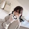 Children's Gloves Autumn and Winter Cartoon Cute Velvet Finger Korean Style Halter Neck Knitted Warm Velvet Thickened Baby Gloves
