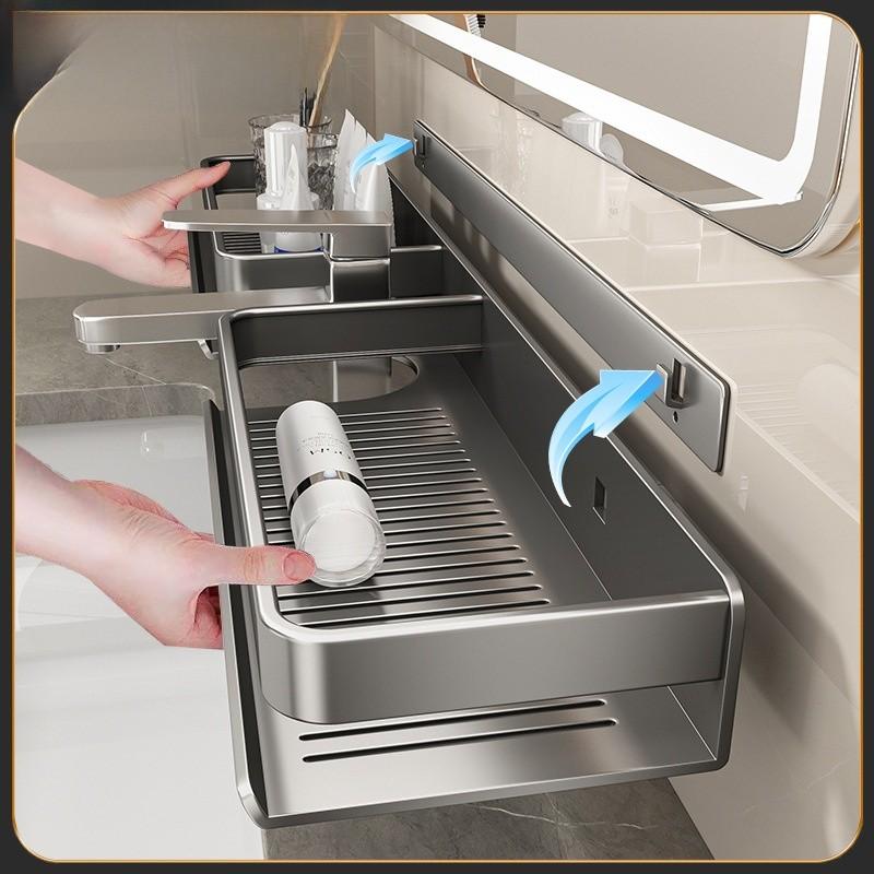 Bathroom Wall Mounted Aluminum Alloy Shelving With Storage For Home Use