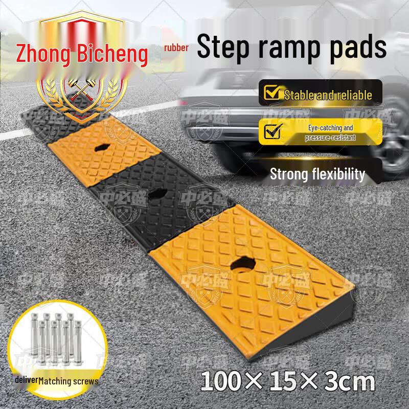 Yellow & Black Rubber Curb Ramp Mat