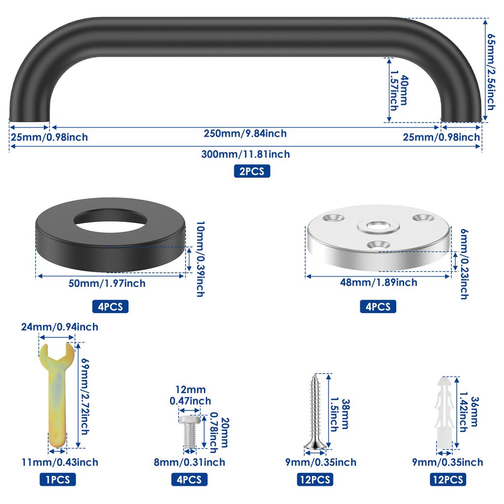 2Pcs Stainless Steel Shower Grab Bar Anti-slip Safety Handrails Bathroom Toilet Shower Support Handle Multi-purpose Towel Rack