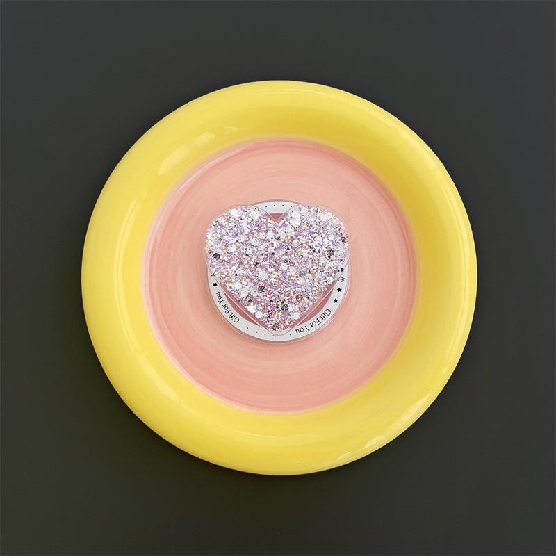 

Magnetic Glitter Mobile Phone Airbag Holder Heart-shaped Circular Extendable Desktop Watching TV Shows Portable Creative