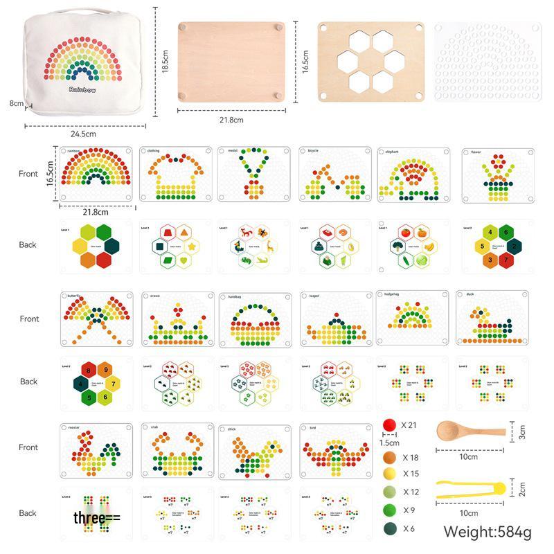 

Детская доска для плетения из радужных бусин: Развивающая игрушка для координации рук и глаз и сопоставления цветов