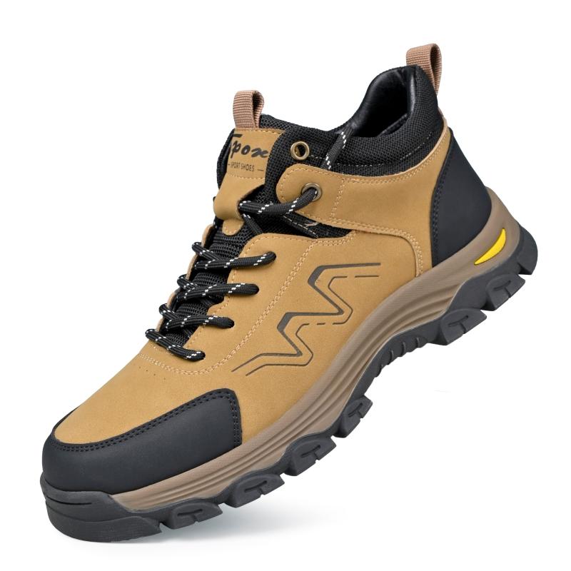Men Outdoor Travel Hiking Mountaineering Shoes Large Genuine Leather High Top Casual Shoes Anti Slip Wear-Resistant Sneaker