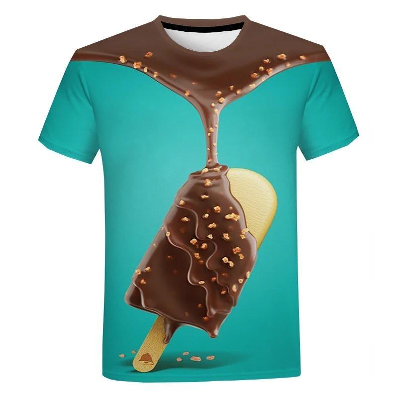Summer Children Funny Ice Cream 3D Print T-shirt Street Cool Cool Short Sleeve T Shirts Personality Graphic Humour Tee Top