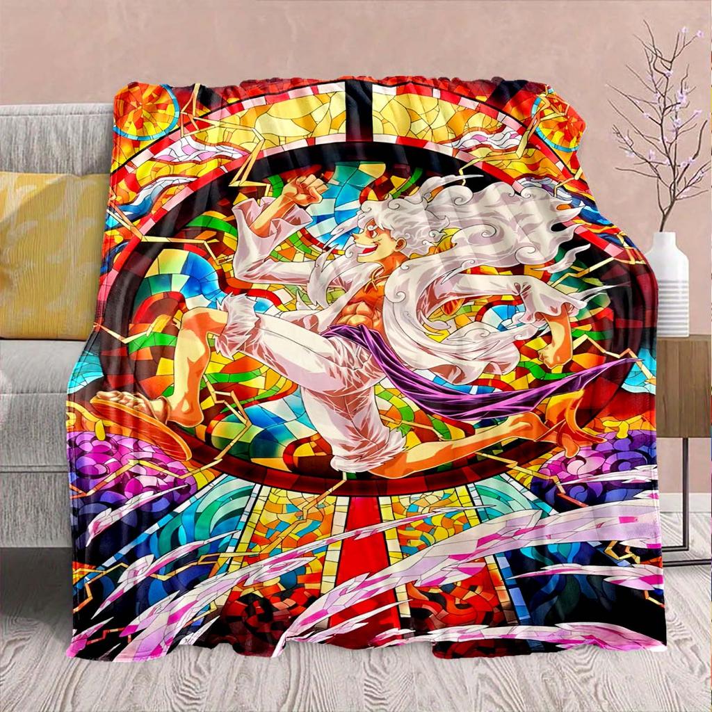 One Piece Anime Flannel Blanket - Soft Warm Perfect for Sofa, Bedding Camping Travel Office Home Decor -QJY