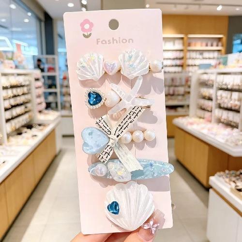 Summer Ocean Series Set Cute Children's Hairpin Pearl Hair Accessories Shell Starfish Hairpin Duckbill Clip