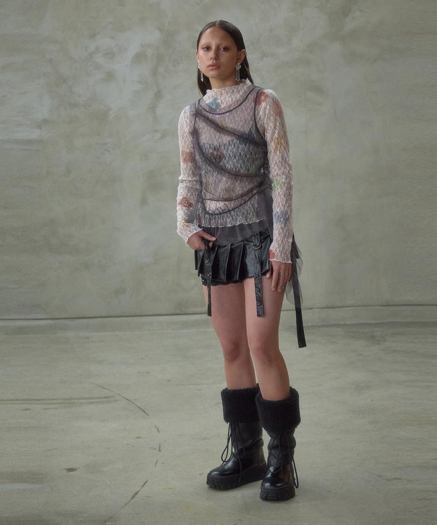 OOH-AHH Mesh Frill Vest (Dark Gray)