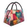 1pc Love Heart Square Pattern Reusable Cooler Bag, Insulated Bag, Insulated Lunch Bag, for Camping Picnic Beach
