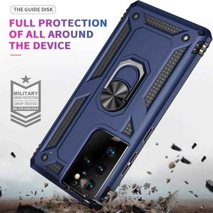 Coque de Protection - PROSHOP - pour Samsung S21 Ultra - Rigide - Bleu Marine - Anti-Rayure - avec 2 Verres Trempés