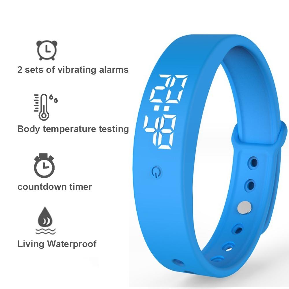LED Digital Smart Bracelet Monitor Thermometer Vibration Alarm Wristband Smart Bracelet Waterproof Smartband for Student