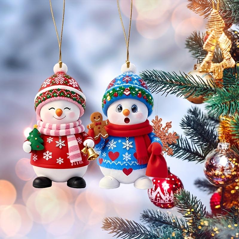 2Pcs Snowman Christmas Ornaments, Christmas Holiday Gifts 2Pcs Christmas Snowman