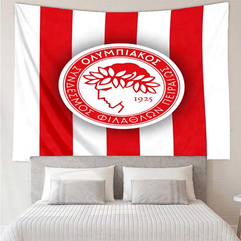 Olympiacos Fc: Red And Black Pride Tapestry Room Decoration Wall Hanging for Living Room Bedroom, Dormitory, Birthday and Christmas Gifts
