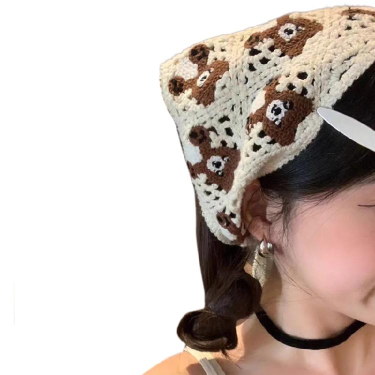 Knitted Floral Headscarf Hair Scarf Elegant Bandana Hairscarf Head Wrap