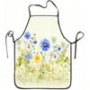 1pc Blue And Yellow Wildflower And Bee Print Apron, Durable And Easy To Clean, Adjustable Waistband, Polyester Material, for Kitchen Cooking, Gardenin