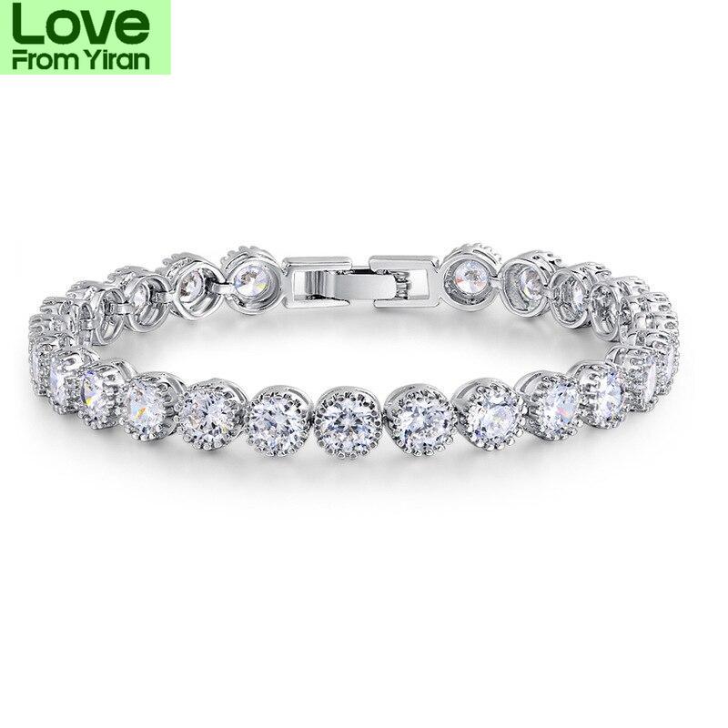 

Роскошный 4 мм круглый Cz серебряный цвет на руку теннисный браслет и браслеты для женщин ювелирные изделия свадьба подарок на День святого Валентина S4785 18cm