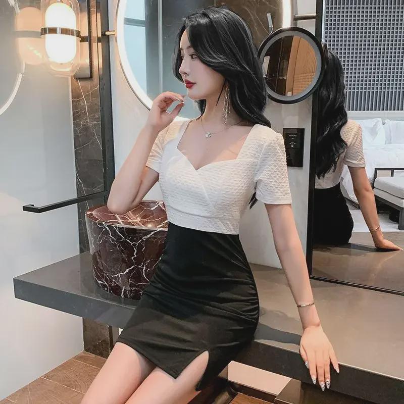 Slim Fit Low-Cut Nightclub Dress - Elegant & Alluring Women's Party Wear