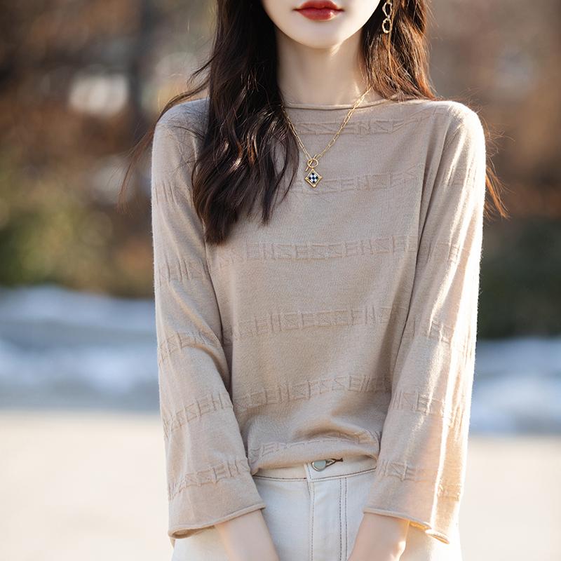 All-Season Women's 50% Wool 50% Silk Sweater | Lightweight Warm Blend Pullover | Luxury Cashmere Silk Knitwear