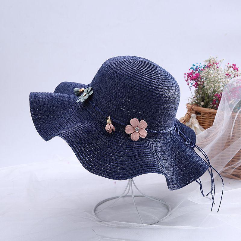 

Шляпа женская летняя корейская версия модная солнцезащитная пляжная шляпа дорожная солнцезащитная шляпа универсальная устойчивая к ультрафиолетовому излучению шляпа-трава синий