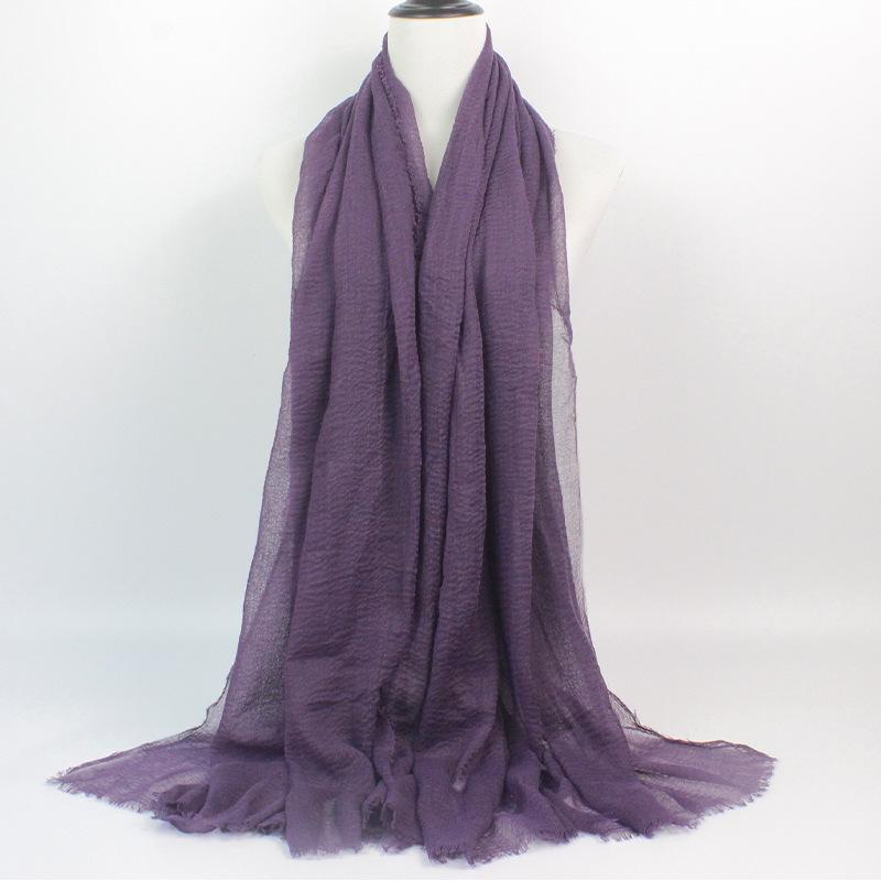 Crinkled Rayon Scarf Shawl: Solid Color, Natural Wrinkle, Fringed, Beach Towel, Bride/Bridesmaid/Party Evening Dress Accessory.